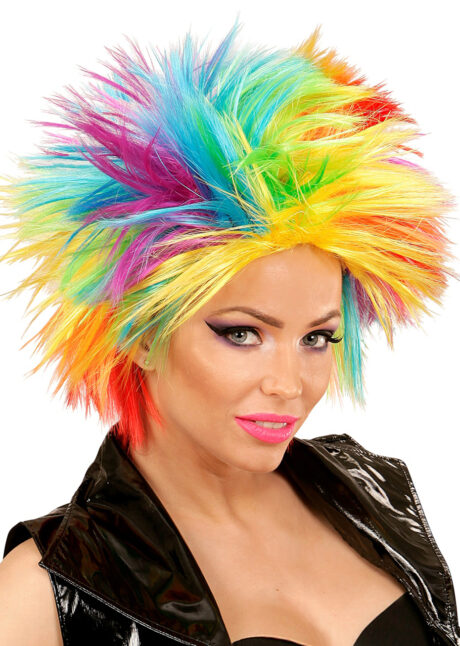 perruque multicolore, perruque fluo, perruque punk, Perruque Rainbow Punk, Arc en Ciel