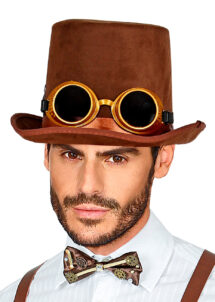 chapeau steampunk, accessoire steampunk, chapeau haut de forme, lunettes steampunk