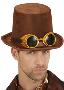 chapeau steampunk, accessoire steampunk, chapeau haut de forme, lunettes steampunk