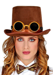 Chapeau haut de forme marron rouages lunettes Steampunk adulte –  Déguisements cadeaux pas chers, Boutique Arlequin