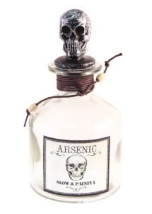 bouteille arsenic halloween, décorations halloween, flacon halloween, flacon décorations horreur