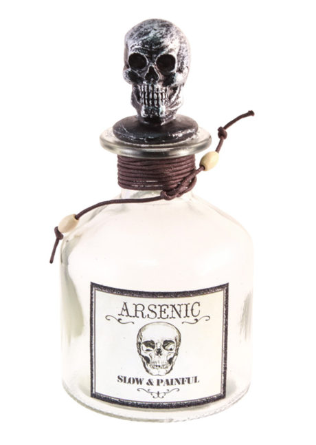 bouteille arsenic halloween, décorations halloween, flacon halloween, flacon décorations horreur, Bouteille Flacon Arsenic en Verre, Bouchon Tete de Mort