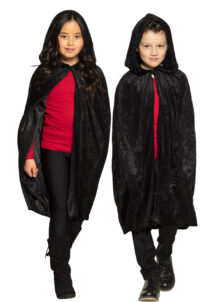 cape noire velours enfant, cape capuche enfant, cape noire halloween