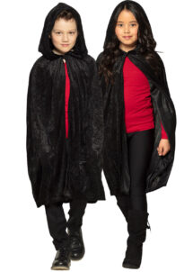 cape noire velours enfant, cape capuche enfant, cape noire halloween, Cape Noire à Capuche, Velours, Enfant