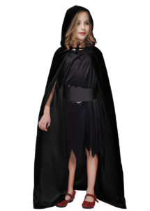 cape enfant, cape noire capuche enfant, cape halloween enfant, cape noire velours enfant, cape pour enfant, Cape Noire à Capuche, Velours, Enfant