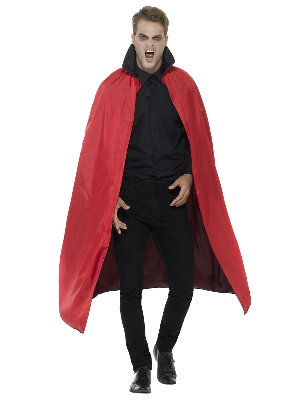 Cape Vampire Réversible Halloween - Noir & Rouge Pour Enfants Et Adultes - 90 Cm - Fête Déguisée