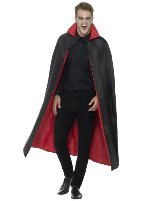 cape réversible halloween, cape noire et rouge, cape rouge et noire, Cape Noire et Rouge, Réversible, avec Col