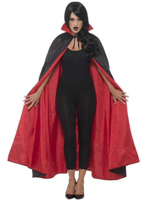cape réversible halloween, cape noire et rouge, cape rouge et noire, Cape Noire et Rouge, Réversible, avec Col