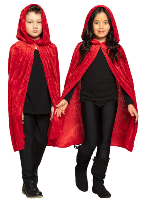 cape rouge capuche enfant, cape halloween enfant, cape de vampire enfant, Cape Rouge à Capuche, Velours, Enfant
