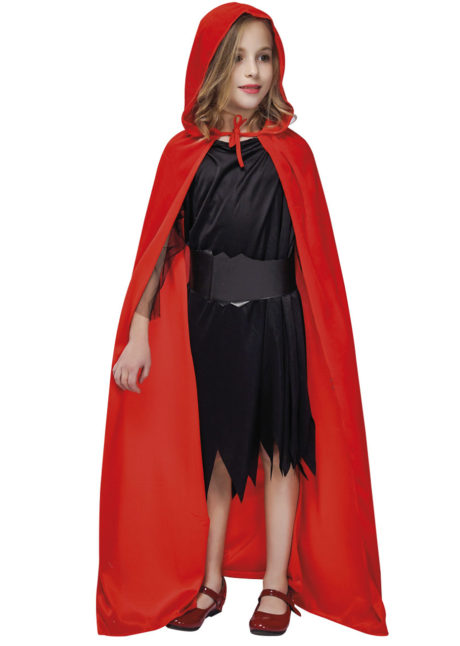 cape halloween enfant, cape de diable enfant, cape rouge à capuche enfant, capes d'halloween, cape de vampire, Cape Rouge à Capuche, Velours, Enfant