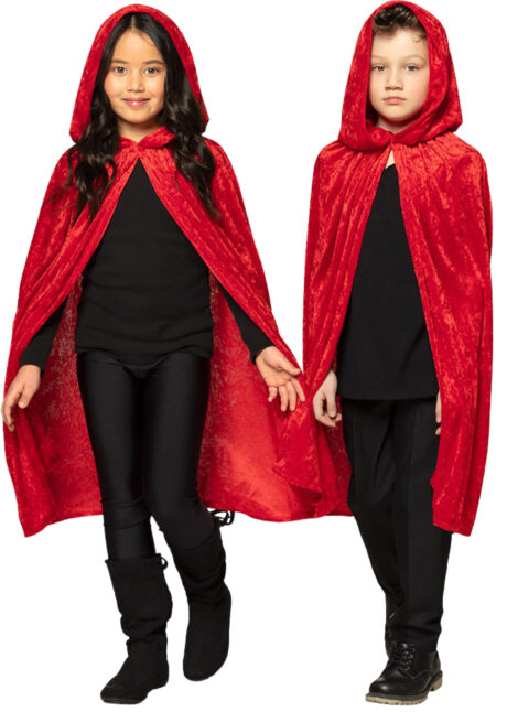 cape rouge capuche enfant, cape halloween enfant, cape de vampire enfant, Cape Rouge à Capuche, Velours, Enfant