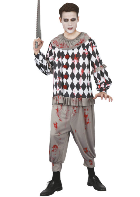 déguisement clown halloween, costume clown halloween, clown terrifiant, Déguisement Clown Terrifiant Arlequin