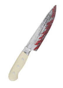 faux couteau, couteau halloween, faux couteau de boucher, couteau boucher réaliste, Couteau Taché de Faux Sang, Manche Blanc