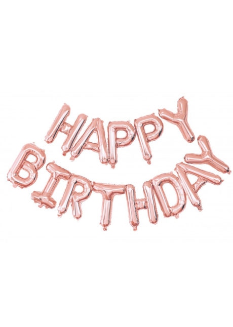 guirlande ballons, guirlande de ballons anniversaire, Guirlande de Ballons Happy Birthday, Rose Gold