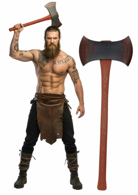 hache de viking, hache double lame, hache ensanglantée, hache grand modèle, Hache Ensanglantée, Double Lame, 78 cm