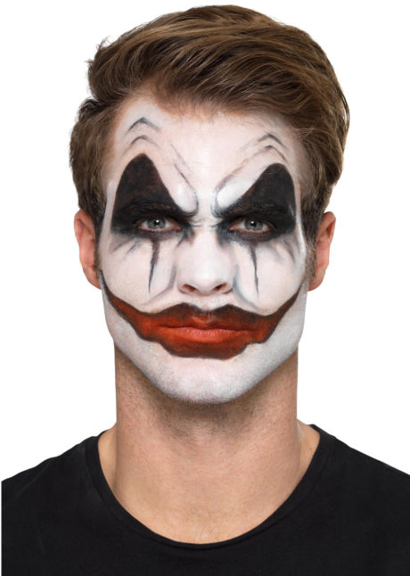 kit maquillage clown halloween, effets spéciaux maquillage halloween, kit de maquillage clown, Kit de Maquillage Clown Sinistre, Noir et Blanc