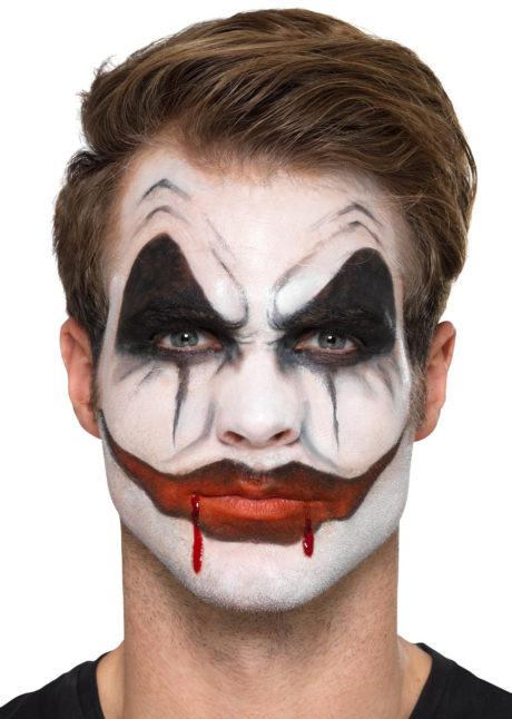 kit maquillage clown halloween, effets spéciaux maquillage halloween, kit de maquillage clown, Kit de Maquillage Clown Sinistre, Noir et Blanc