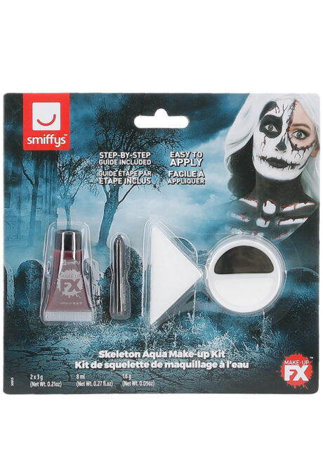 kit maquillage dia de los muertos, kit maquillage jour des morts, kit maquillage day of death, maquillage mort mexicaine, maquillage squelette, Kit de Maquillage Squelette, avec Faux Sang