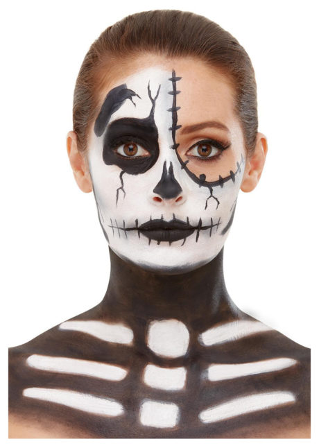 kit maquillage dia de los muertos, kit maquillage jour des morts, kit maquillage day of death, maquillage mort mexicaine, maquillage squelette, Kit de Maquillage Squelette, avec Faux Sang