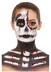 kit maquillage dia de los muertos, kit maquillage jour des morts, kit maquillage day of death, maquillage mort mexicaine, maquillage squelette, Kit de Maquillage Squelette, avec Faux Sang