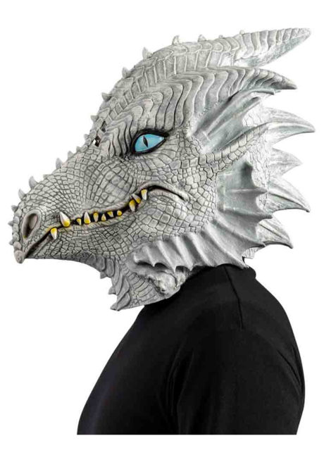 masque de dragon, masque halloween dragon, masques animaux latex, Masque de Dragon Blanc, en Latex