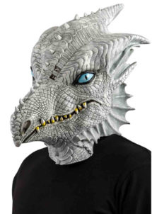 masque de dragon, masque halloween dragon, masques animaux latex, Masque de Dragon Blanc, en Latex