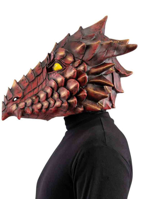 masque de dragon, masque halloween dragon, masques animaux latex, Masque de Dragon Rouge, en Latex