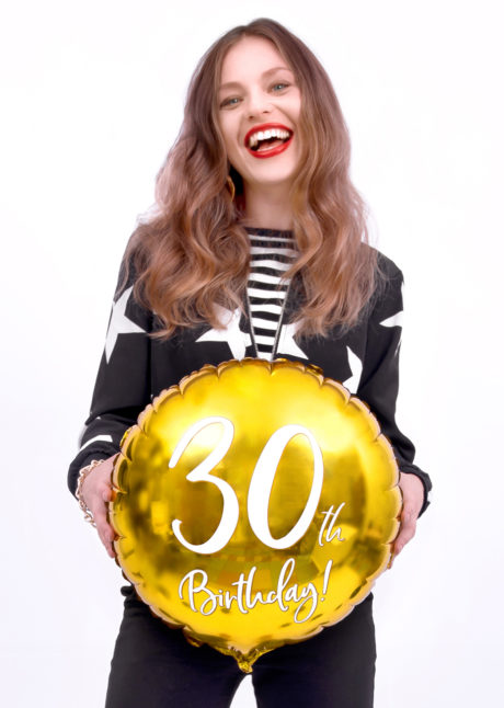 ballon 30 ans, ballon hélium, ballon anniversaire, ballon mylar, ballon aluminium, Ballon Anniversaire, 30 ans, Doré, en Aluminium