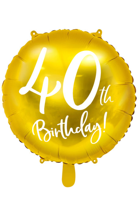 ballon 40 ans, ballon hélium, ballon anniversaire, ballon mylar, ballon aluminium, Ballon Anniversaire, 40 ans, Doré, en Aluminium