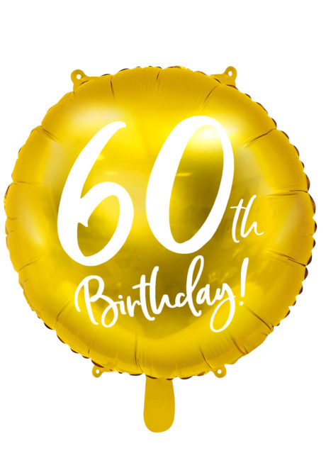 ballon 60 ans, ballon hélium, ballon anniversaire, ballon mylar, ballon aluminium, Ballon Anniversaire, 60 ans, Doré, en Aluminium