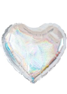 ballon coeur, ballon hélium, ballon coeur argent brillant, ballon aluminium coeur, Ballon Coeur Argent Hologramme, en Aluminium