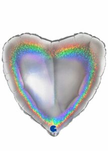 ballon coeur, ballon hélium, ballon coeur argent brillant, ballon aluminium coeur