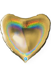 ballon coeur hologramme, ballon hélium, ballons coeurs