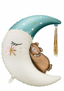 ballon lune garçon, ballon lune ourson, ballon baby shower garçon