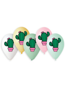 ballons cactus, ballons latex, ballon de baudruche, ballons hélium, Ballons Imprimés Cactus, en Latex, x 5
