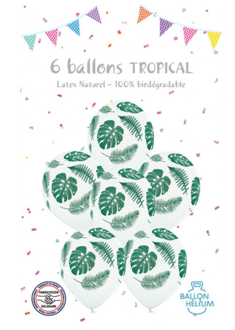 ballons latex, ballon feuilles tropicales, ballons latex, Ballons Imprimés Feuilles Tropicales, en Latex