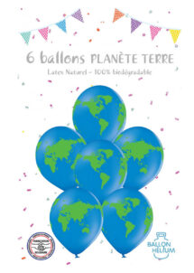 ballons latex planète, ballon latex terre, ballons latex décorations terre