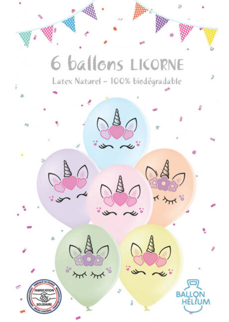 ballons licornes, ballons enfants, ballon de baudruche, ballons hélium, ballons filles, Ballons Imprimés Licorne, Pastel, en Latex