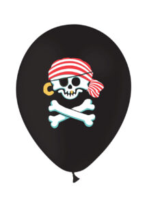 ballon pirate, ballon latex, ballon hélium, ballon baudruche pirate, Ballons Imprimés Pirates Kids Noirs, en Latex, x 8