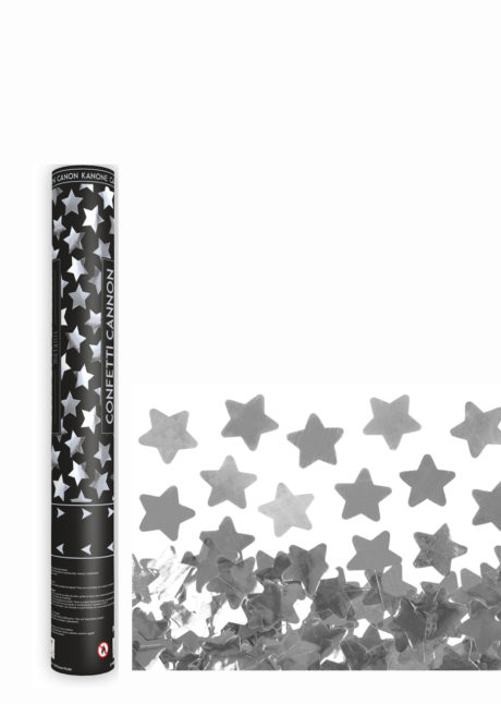 canon à confettis étoiles, canon confettis argent, canons à confettis, Canon à Confettis, Etoiles Argent, 40 cm