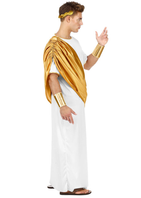 déguisement romain homme, costume de romain, déguisement de romain homme, déguisement empereur romain, Déguisement de Romain, Toge Blanche et Drapé Or
