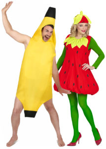 déguisements couples, déguisements duos, déguisements fruits, déguisements banane fraise