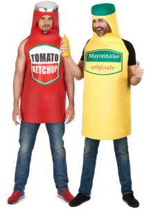 déguisements couples, déguisements duo, déguisements humour, déguisement ketchup, déguisement mayonnaise