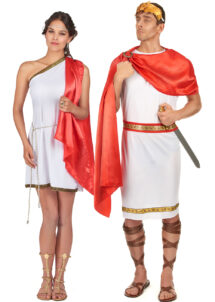 déguisements couples, déguisements romain et romaine, déguisements duos romains, Déguisements Couple, Romains Toge Rouge et Blanche