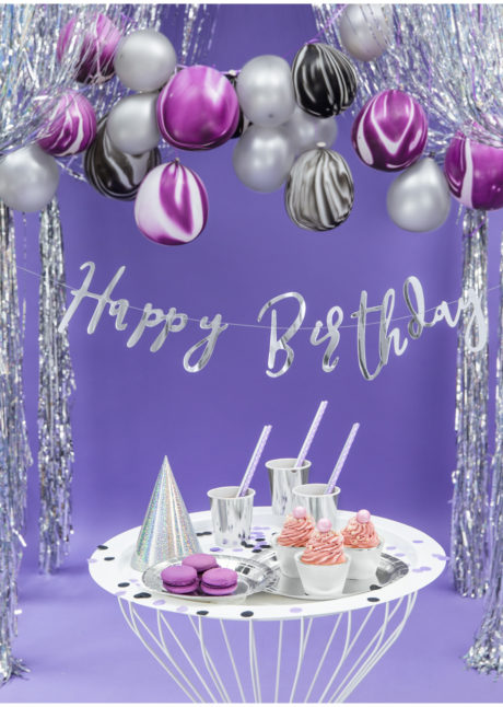 guirlande anniversaire, guirlande happy birthday, décorations anniversaire, Guirlande Anniversaire, Happy Birthday Argent