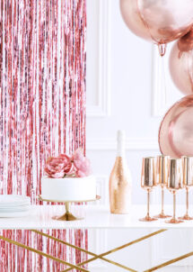 rideau lamé rose gold, rideau rose gold, décorations rose gold