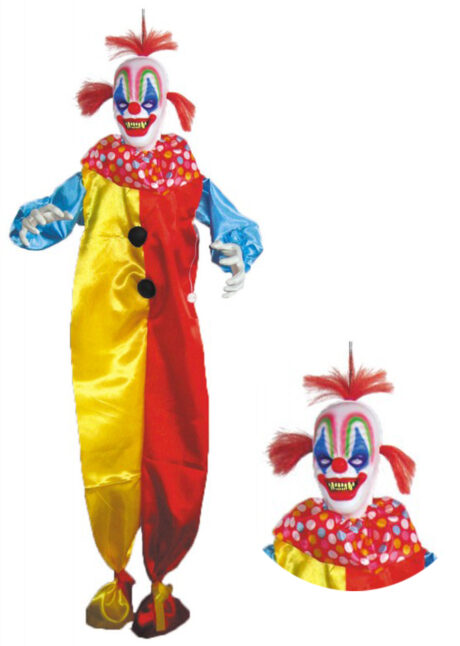 décoration halloween clown, suspension clown lumineux, décoration clown animé halloween, Suspension Clown Halloween, Sonore et Lumineux