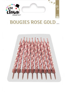 bougies anniversaire rose gold, bougies d'anniversaire, 12 Bougies d’Anniversaire Torsadées, Rose Gold