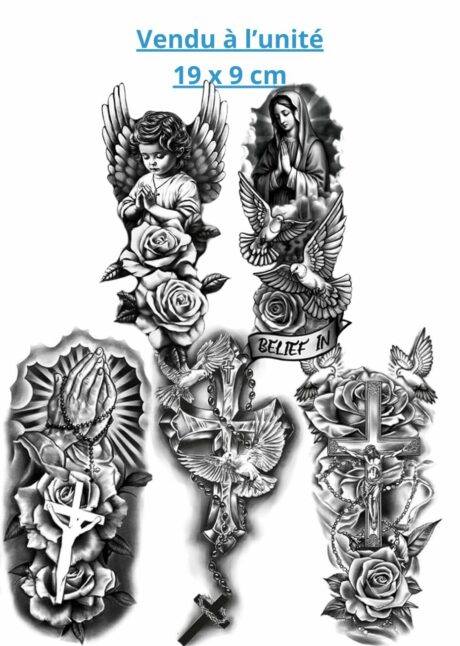 faux tatouage Jésus, faux tatouages bibliques, tatouages temporaires, Faux Tatouages Bibliques – Grand Format