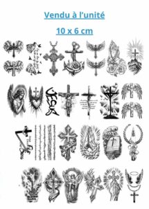 faux tatouages, tatouages éphémèrs, faux tatouages religieux, Faux Tatouages Croix et Religieux – Petit Format